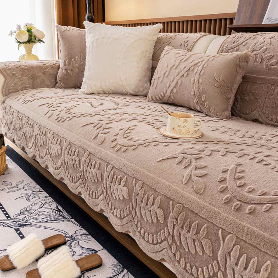 Rabbit Velvet Sofa Cushion Cover - Thickened Plush Non-Slip for Fall and Winter
