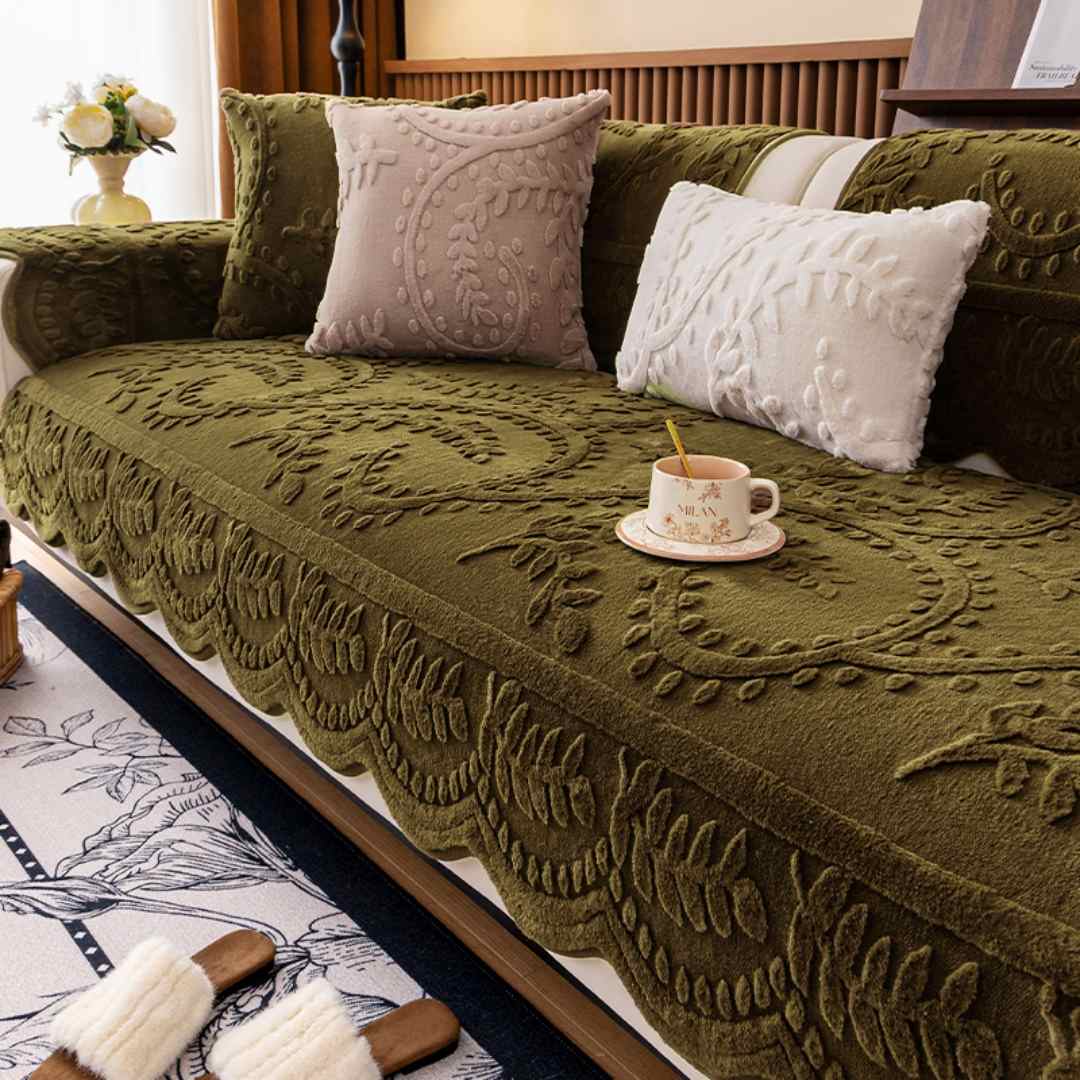Rabbit Velvet Sofa Cushion Cover - Thickened Plush Non-Slip for Fall and Winter
