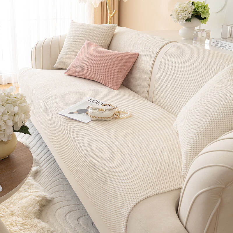 Simple Solid Color Plush Furniture Protector Sofa Cover