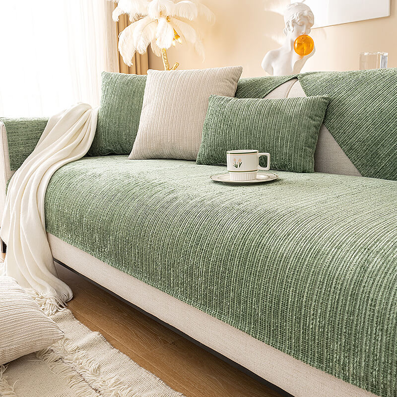 Simple Solid Color Chenille Scratch-Resistant Sofa Cover