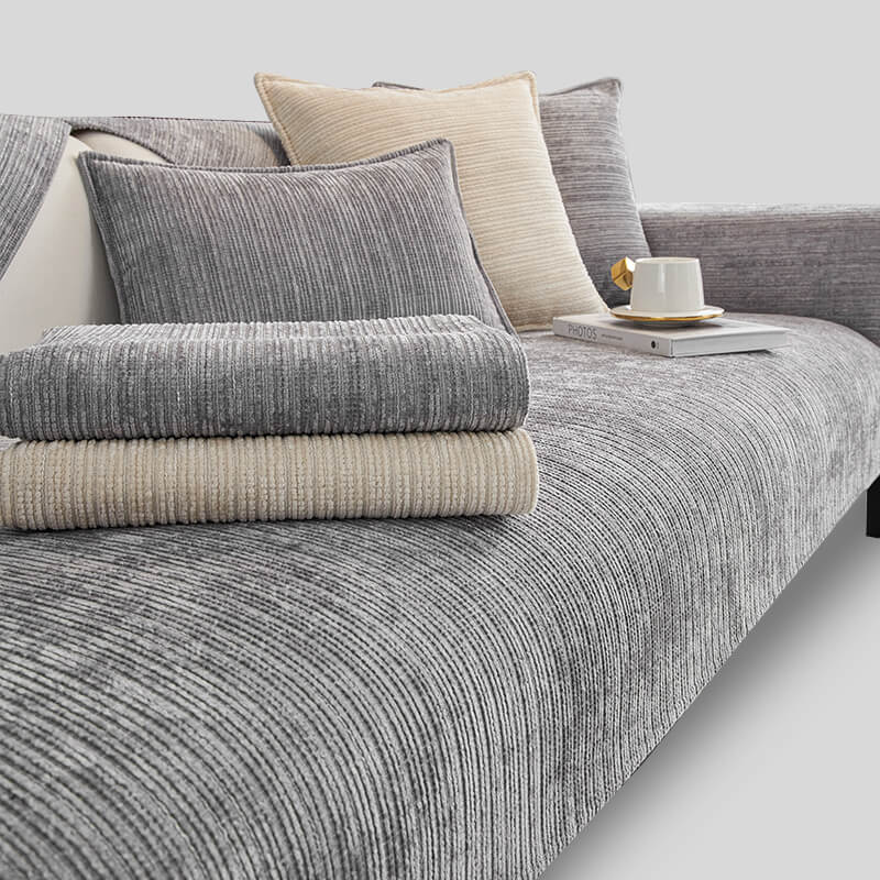 Simple Solid Color Chenille Scratch-Resistant Sofa Cover