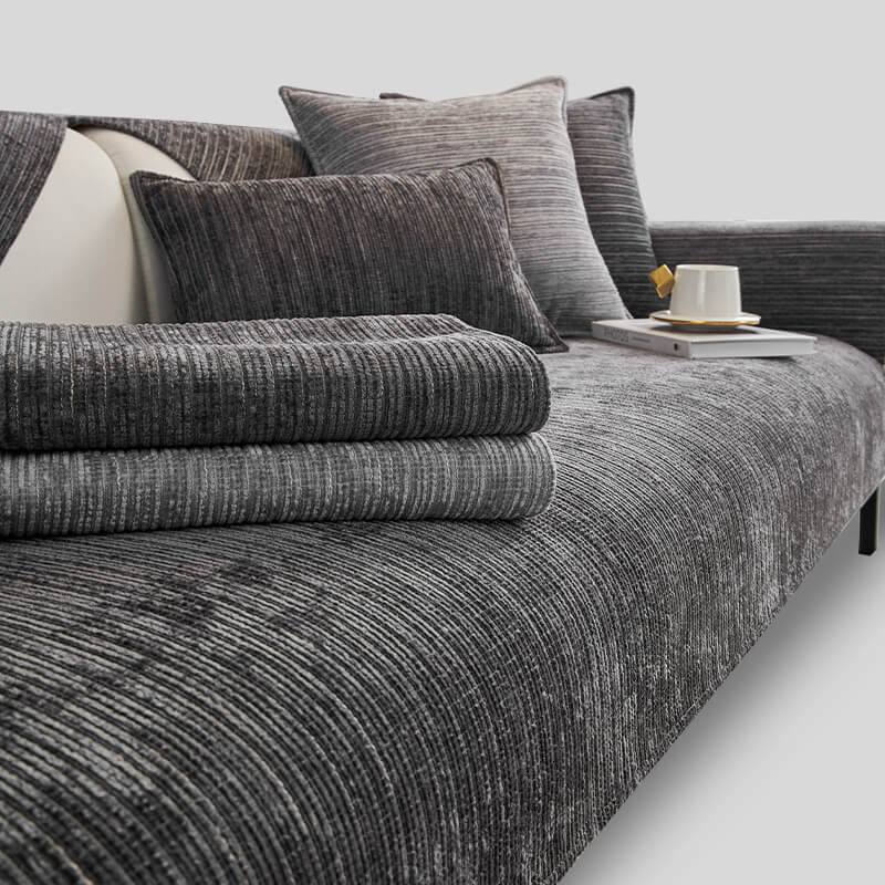 Simple Solid Color Chenille Scratch-Resistant Sofa Cover