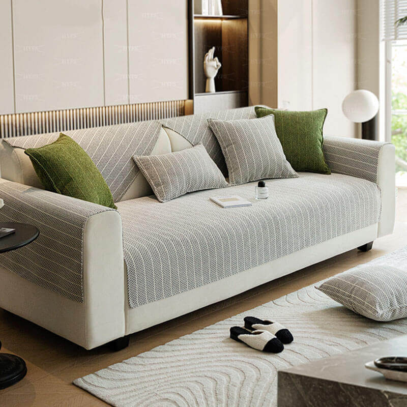 Solid Color Chenille Anti-Scratch Herringbone Sofa Cover