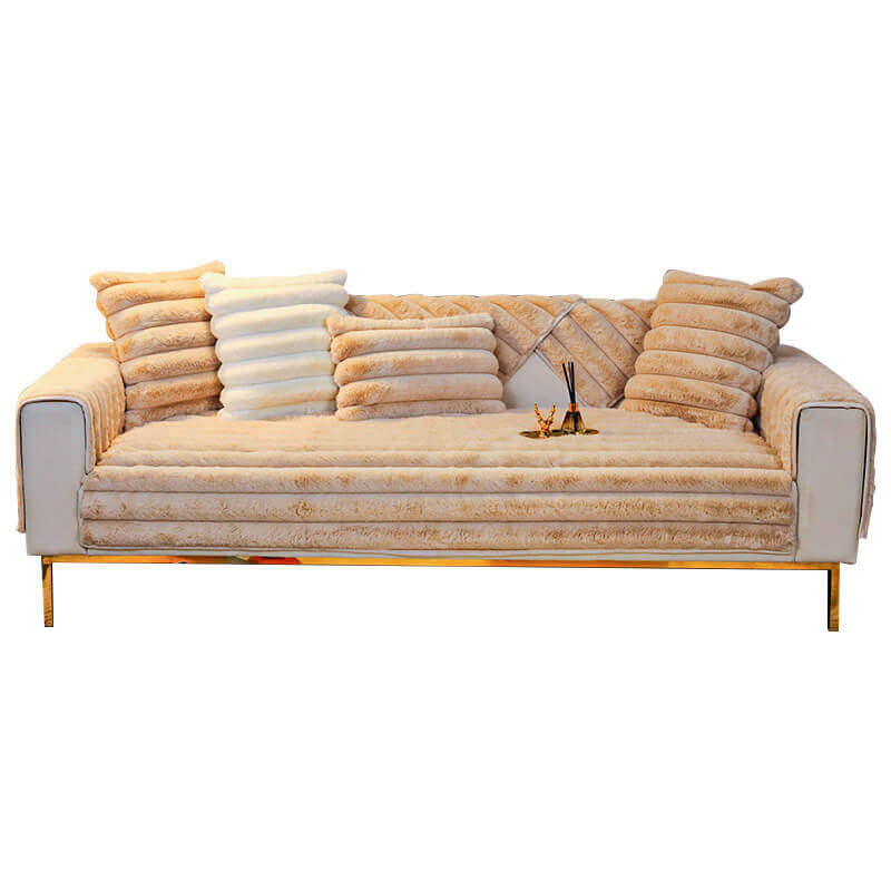 Rabbit Plush Sofa Cushion, Thickened Non-Slip L-Shaped Sofa Cover, Universal Towel Protector