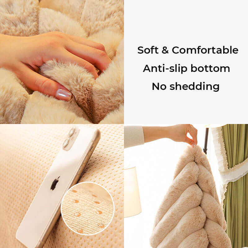 Rabbit Plush Sofa Cushion, Thickened Non-Slip L-Shaped Sofa Cover, Universal Towel Protector