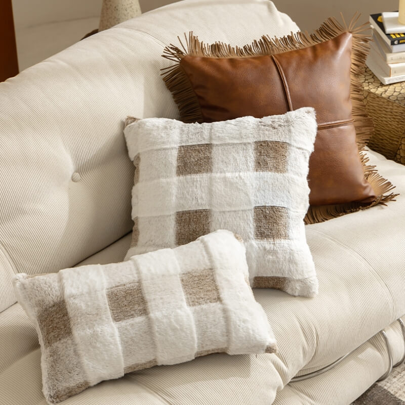 Ultra-Soft Plush Checkerboard Sofa Protector Cover - Full-Cover Furniture Mat for Couch Protection