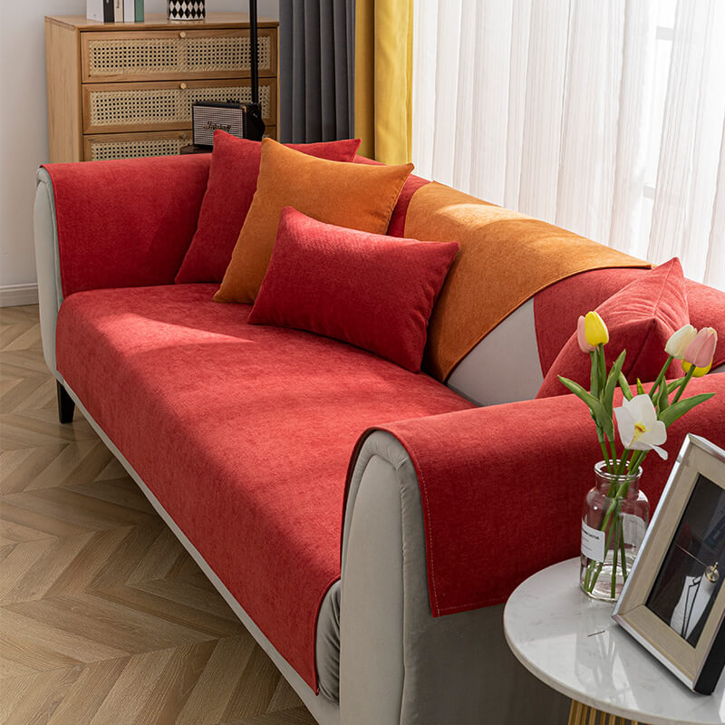 Vermilion Comfortable Chenille Sofa Protector Couch Cover