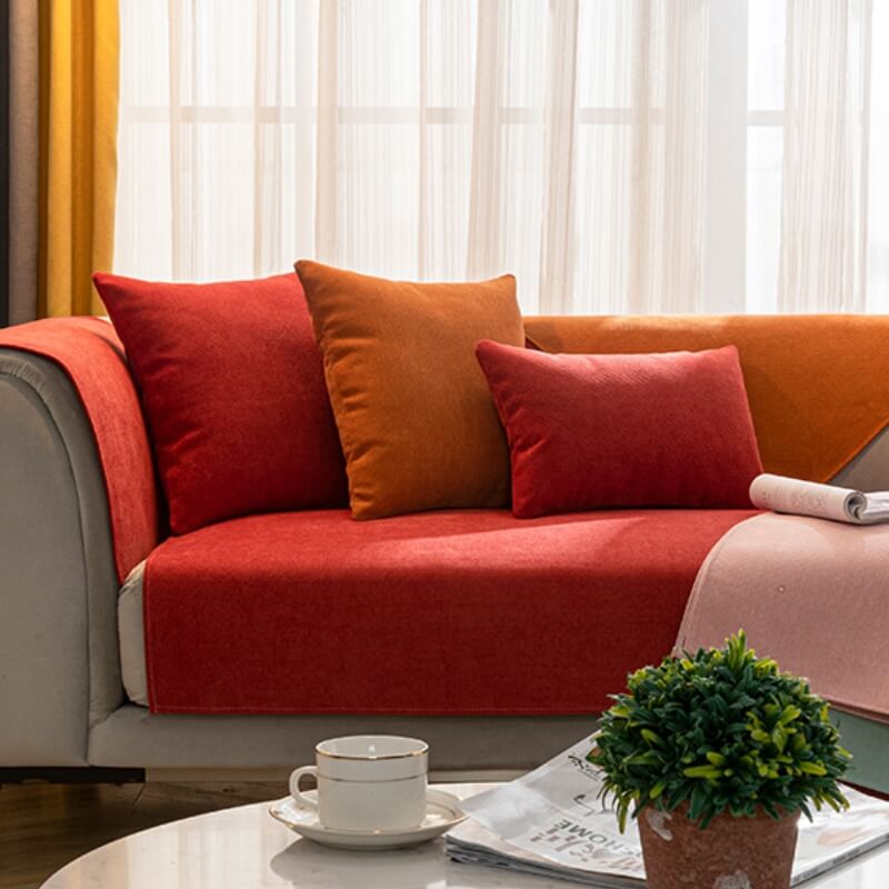 Vermilion Comfortable Chenille Sofa Protector Couch Cover