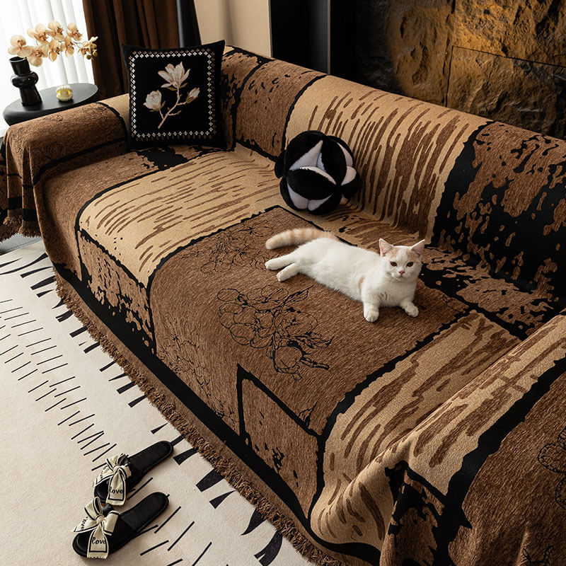 Vintage Chenille Anti-Scratch Sofa Protector Throw Cover