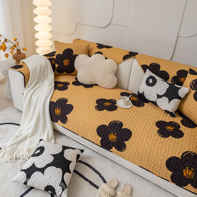Caramel Macchiato Cotton Non-Slip Sofa Cover