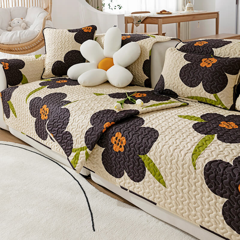 Caramel Macchiato Cotton Non-Slip Sofa Cover