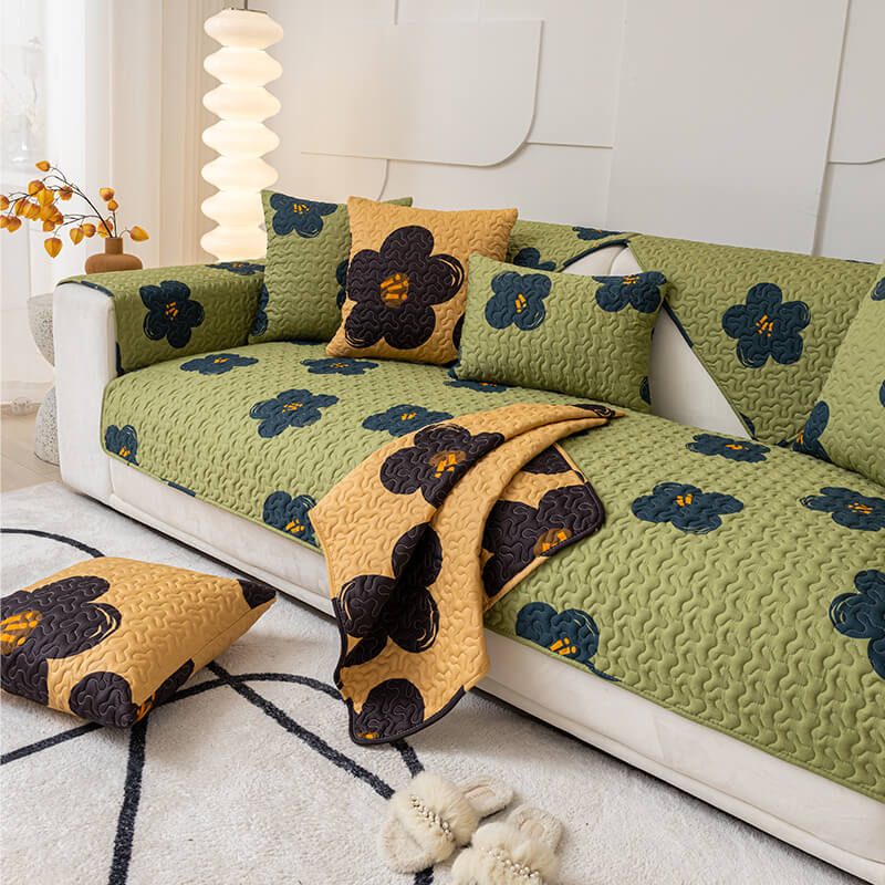 Caramel Macchiato Cotton Non-Slip Sofa Cover