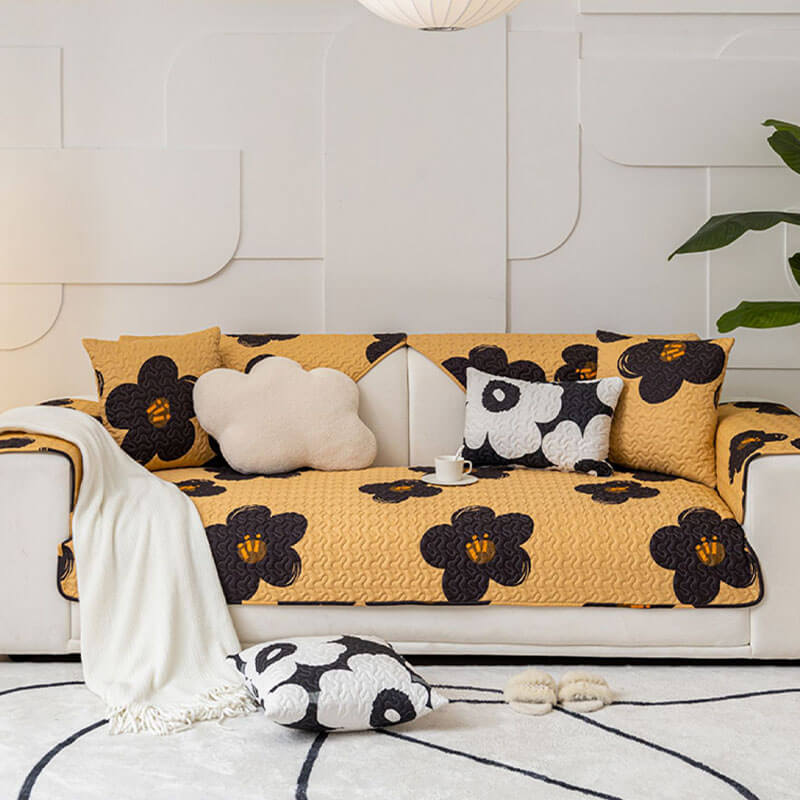 Caramel Macchiato Cotton Non-Slip Sofa Cover