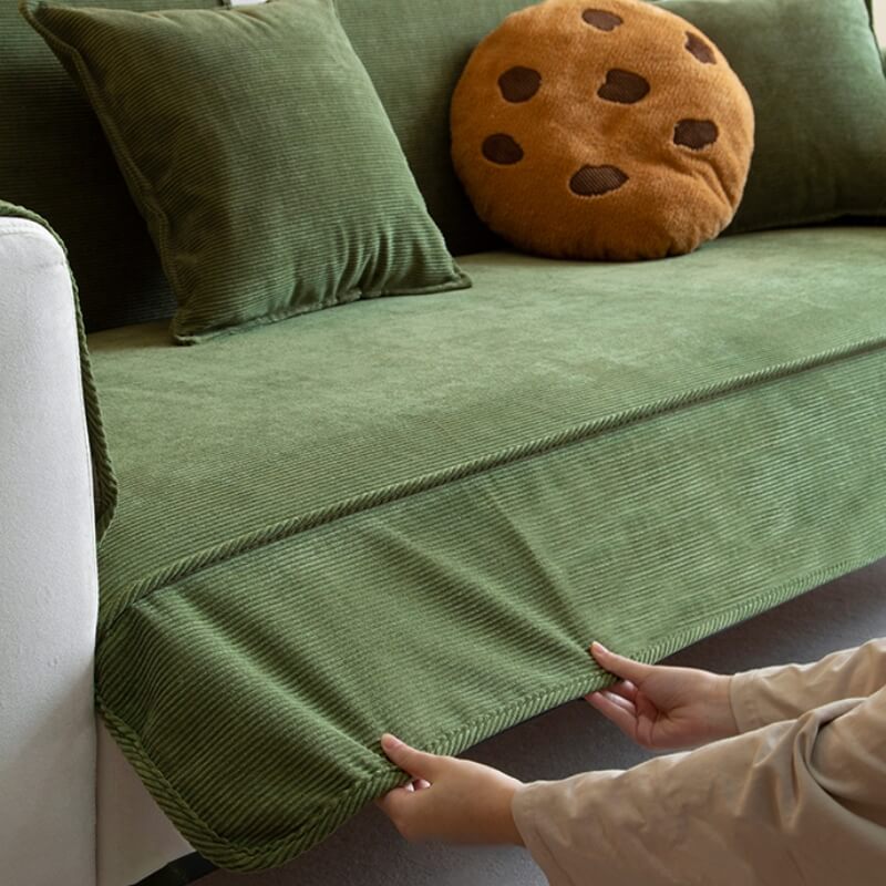 Chic Corduroy Sofa Protector, Anti-Slip Couch Cover