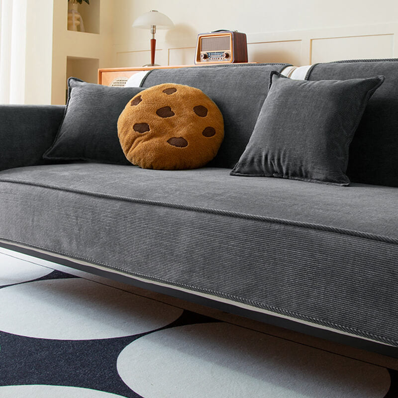 Chic Corduroy Sofa Protector, Anti-Slip Couch Cover