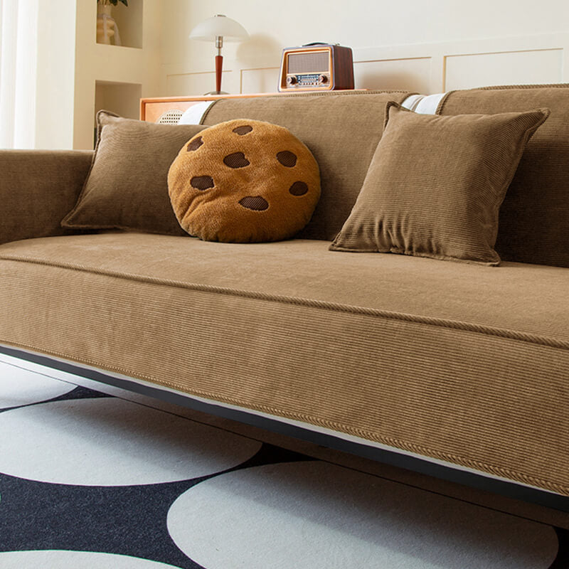 Chic Corduroy Sofa Protector, Anti-Slip Couch Cover