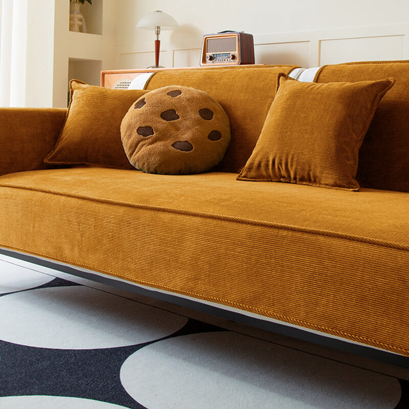 Chic Corduroy Sofa Protector, Anti-Slip Couch Cover