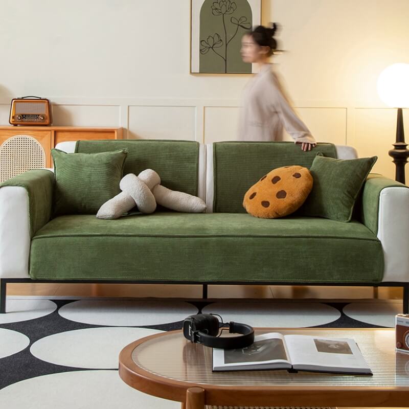 Chic Corduroy Sofa Protector, Anti-Slip Couch Cover