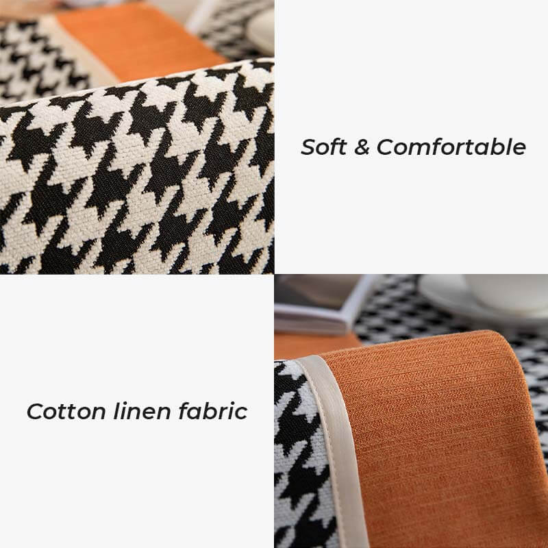 Classic Houndstooth Print Chenille Non-Slip Sofa Cover