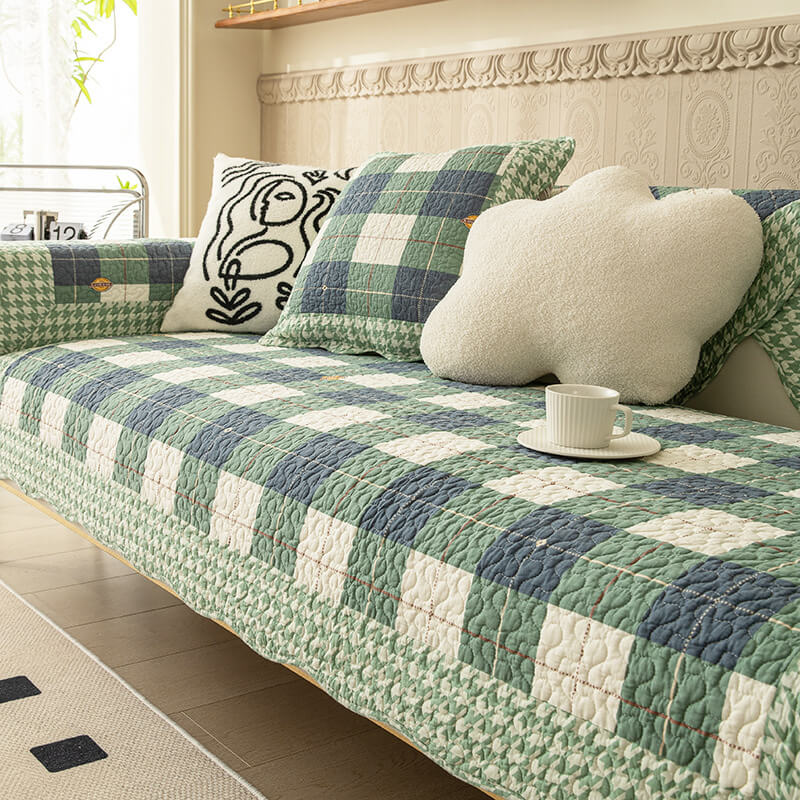 Cotton Plaid Anti-Scratch Sofa Cover