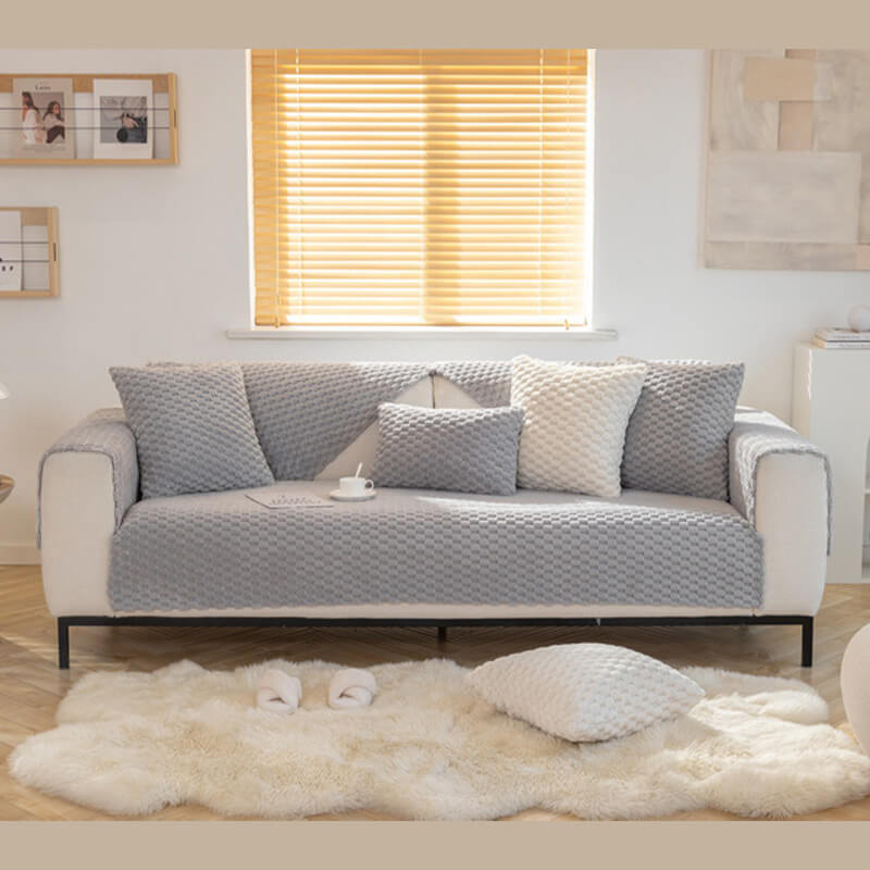 Honeycomb Plush Thickened Non-Slip Sofa Cover