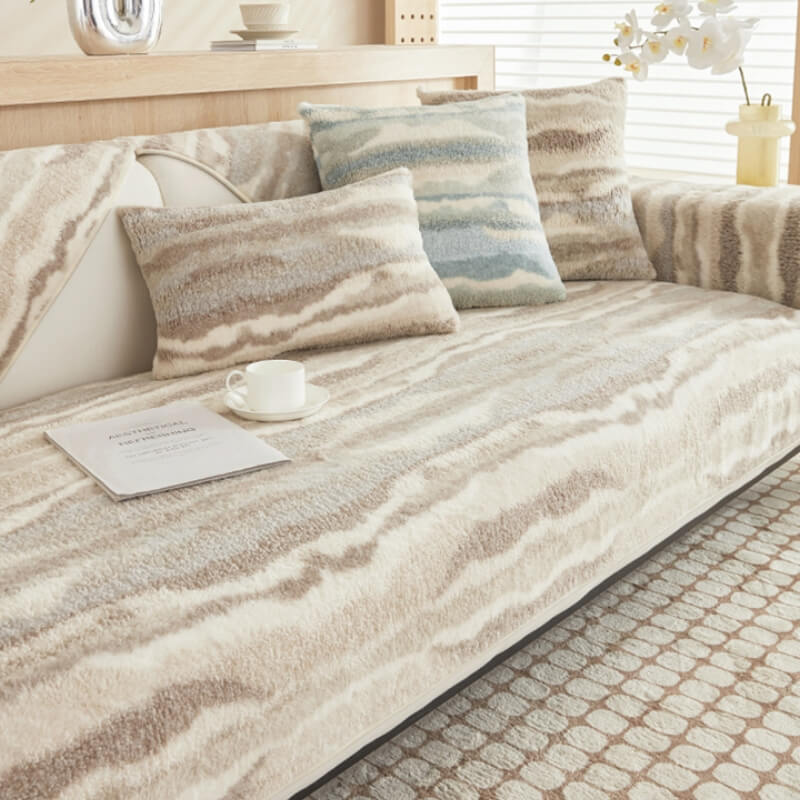 Plush Cream Comfort Sofa Protector Cover - Soft, Durable Furniture Mat for Couch Protection