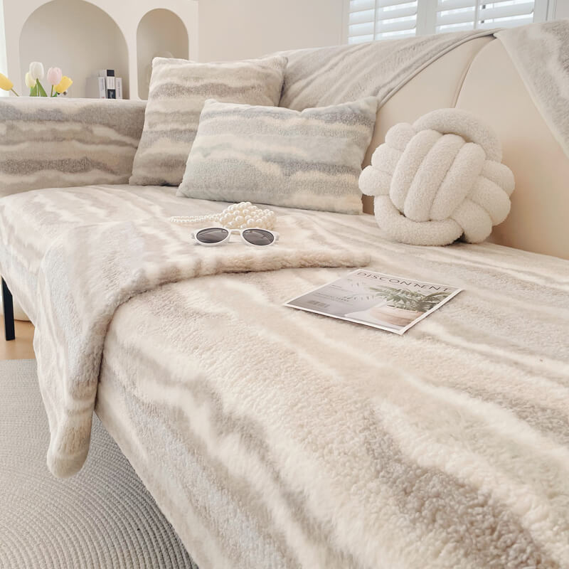 Plush Cream Comfort Sofa Protector Cover - Soft, Durable Furniture Mat for Couch Protection