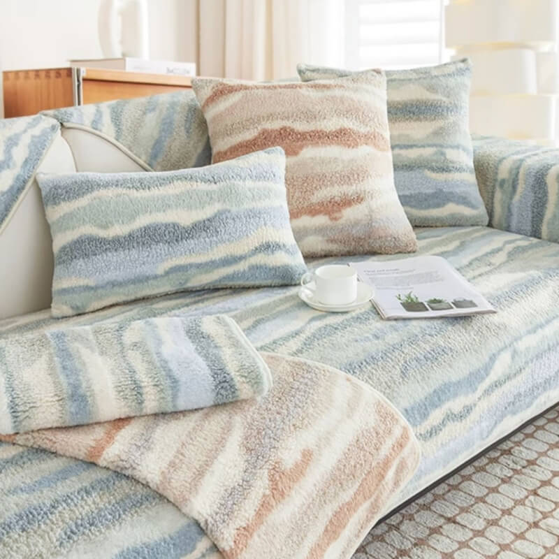 Plush Cream Comfort Sofa Protector Cover - Soft, Durable Furniture Mat for Couch Protection