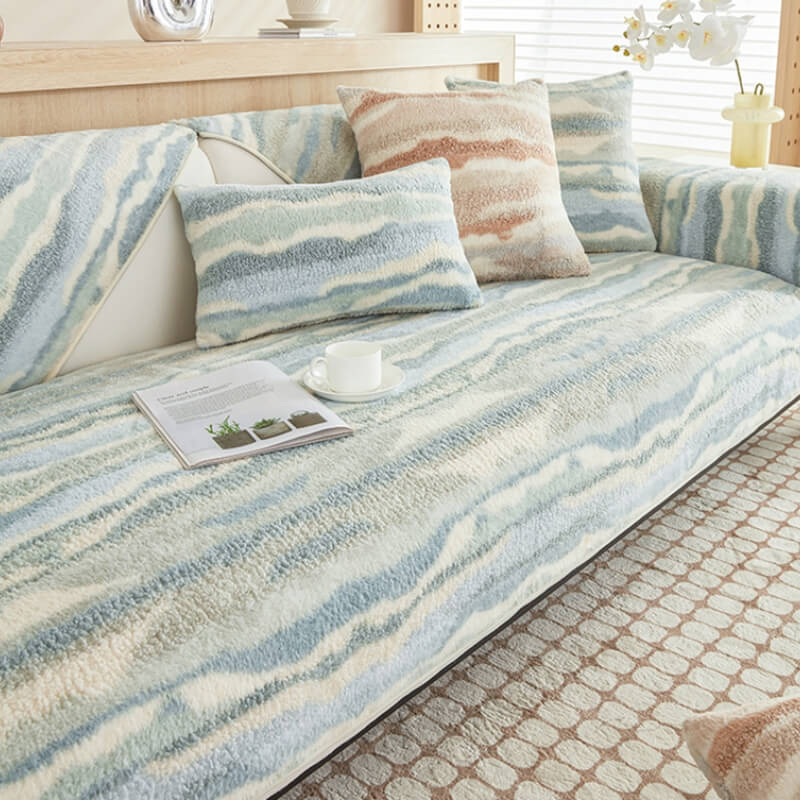 Plush Cream Comfort Sofa Protector Cover - Soft, Durable Furniture Mat for Couch Protection