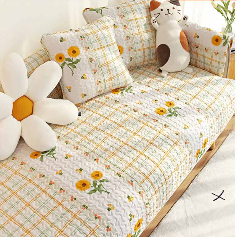 Printed Pure Cotton Anti-Scratch Sofa Protector Couch Cover