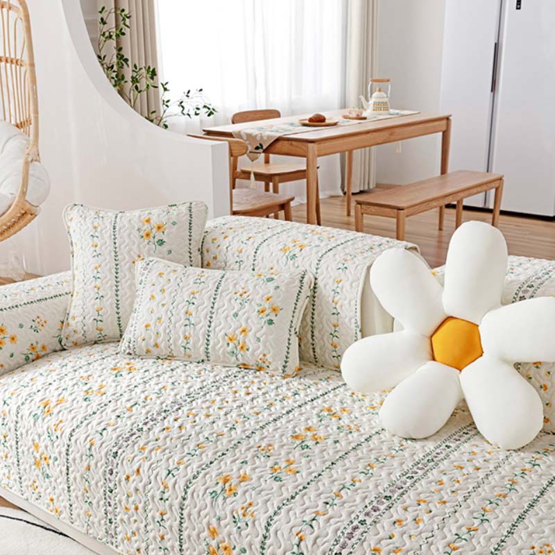 Printed Pure Cotton Anti-Scratch Sofa Protector Couch Cover