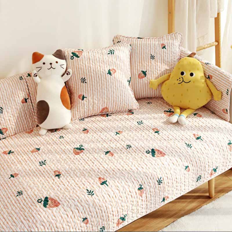 Printed Pure Cotton Anti-Scratch Sofa Protector Couch Cover