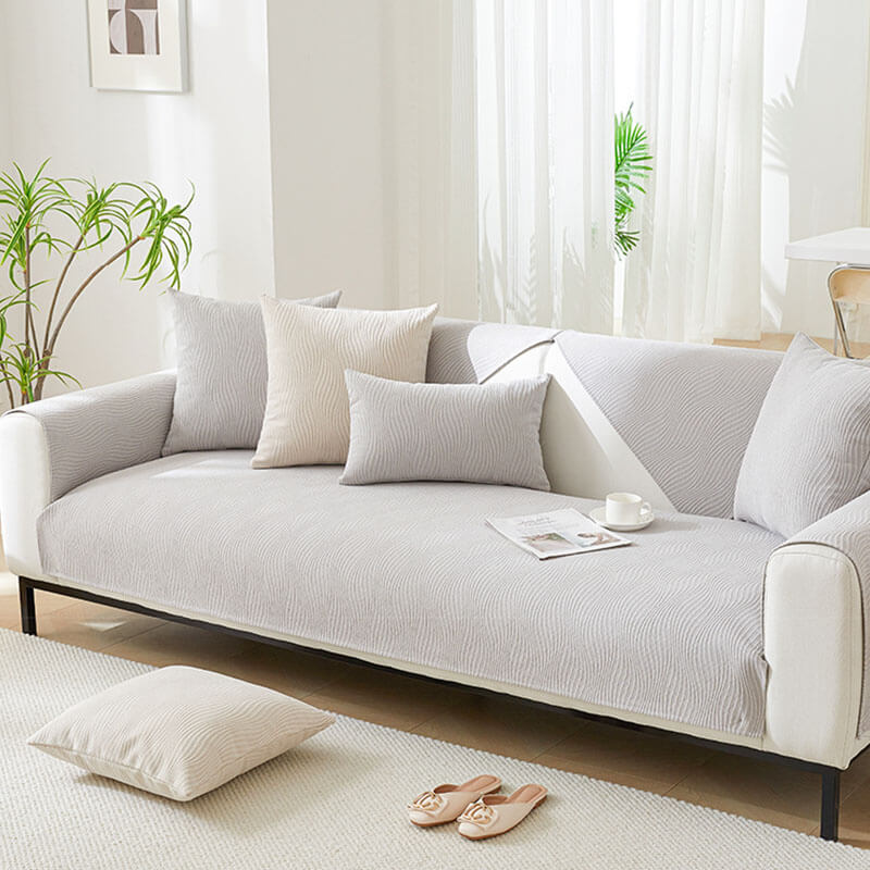 Wood Grain Texture Soft Chenille Anti-Scratch Sofa Cover