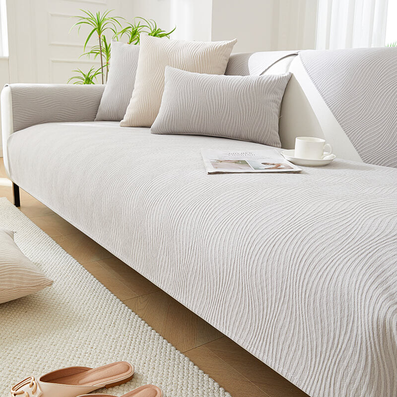 Wood Grain Texture Soft Chenille Anti-Scratch Sofa Cover