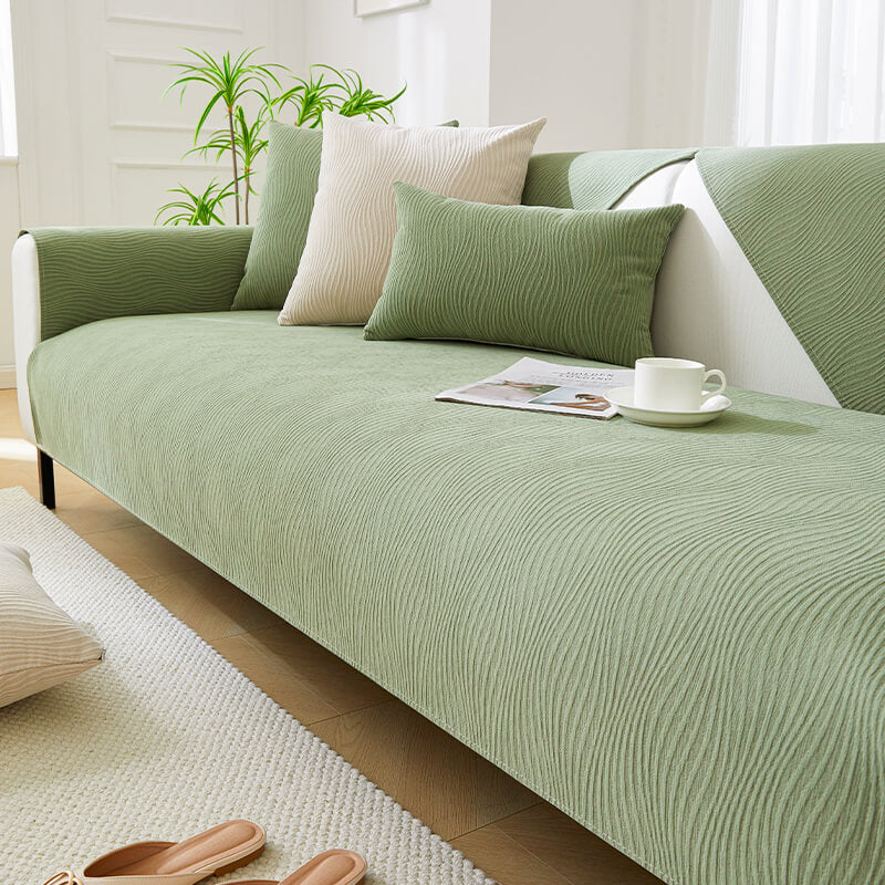 Wood Grain Texture Soft Chenille Anti-Scratch Sofa Cover