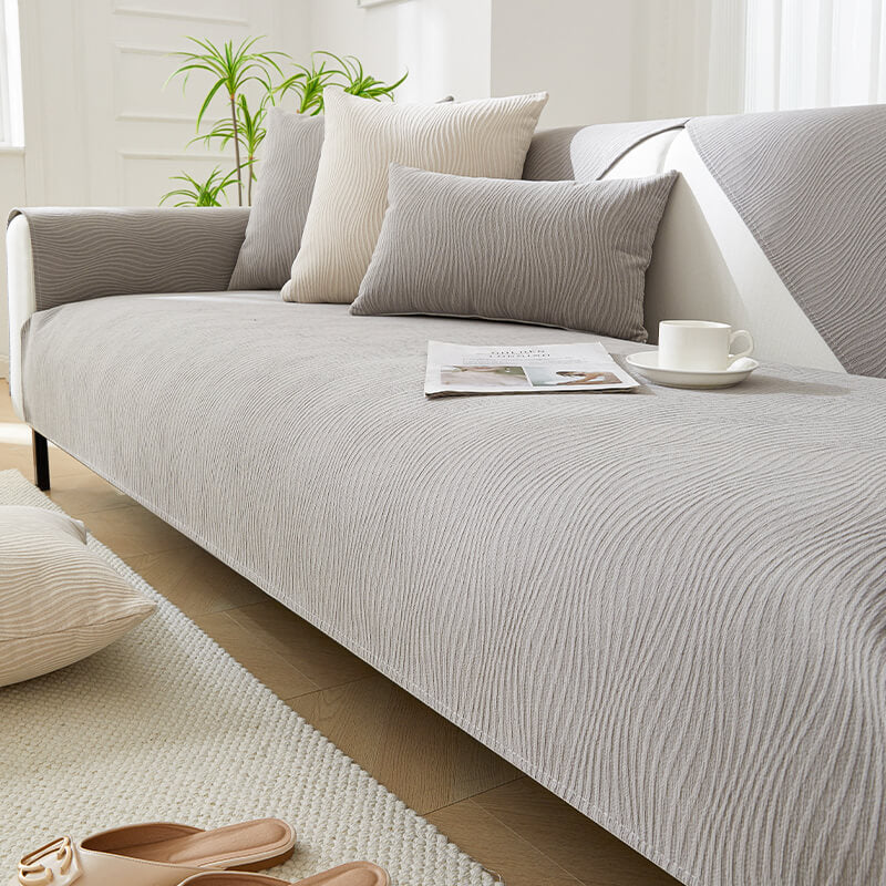 Wood Grain Texture Soft Chenille Anti-Scratch Sofa Cover