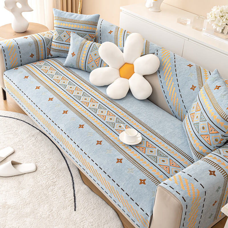 2024 Bohemian chenille jacquard sofa cushions, four-season universal non-slip models to prevent cat scratching