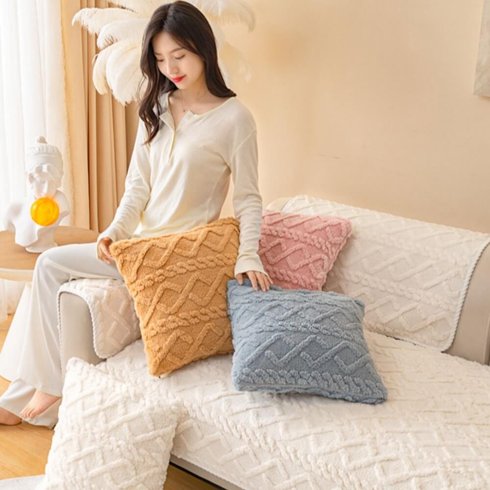 Plush sofa cushion winter winter non-slip cushion simple modern sofa cover cover