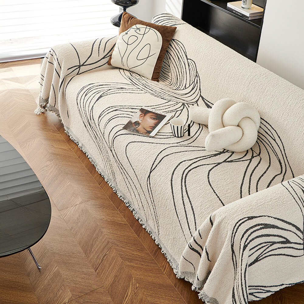 Minimalist Chenille Reversible Non-Slip Cat-Scratch Resistant Sofa Cover