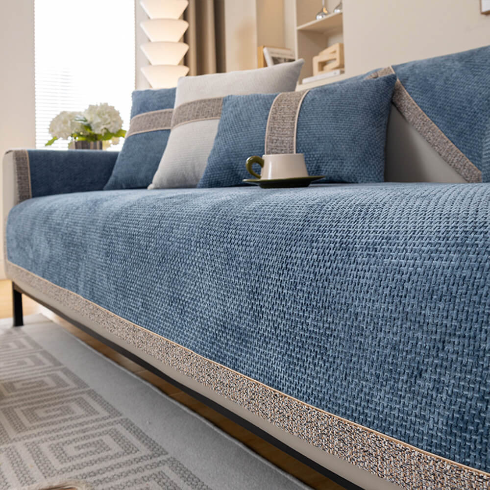 All-Season Modern Tweed Woven Chenille Anti-Slip Couch Cover