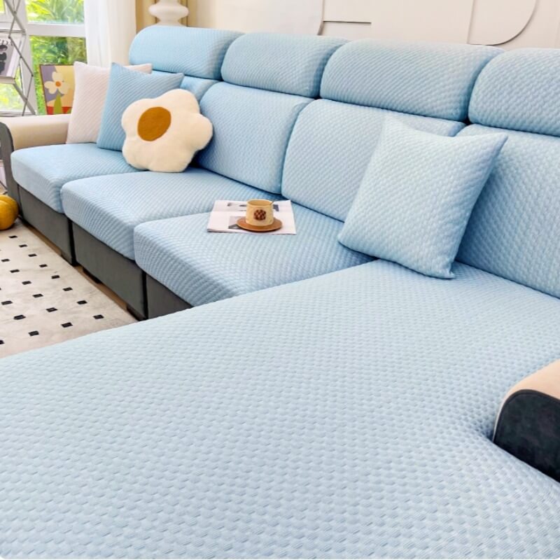 2024 summer new anti cat scratch elastic ice silk sofa cover