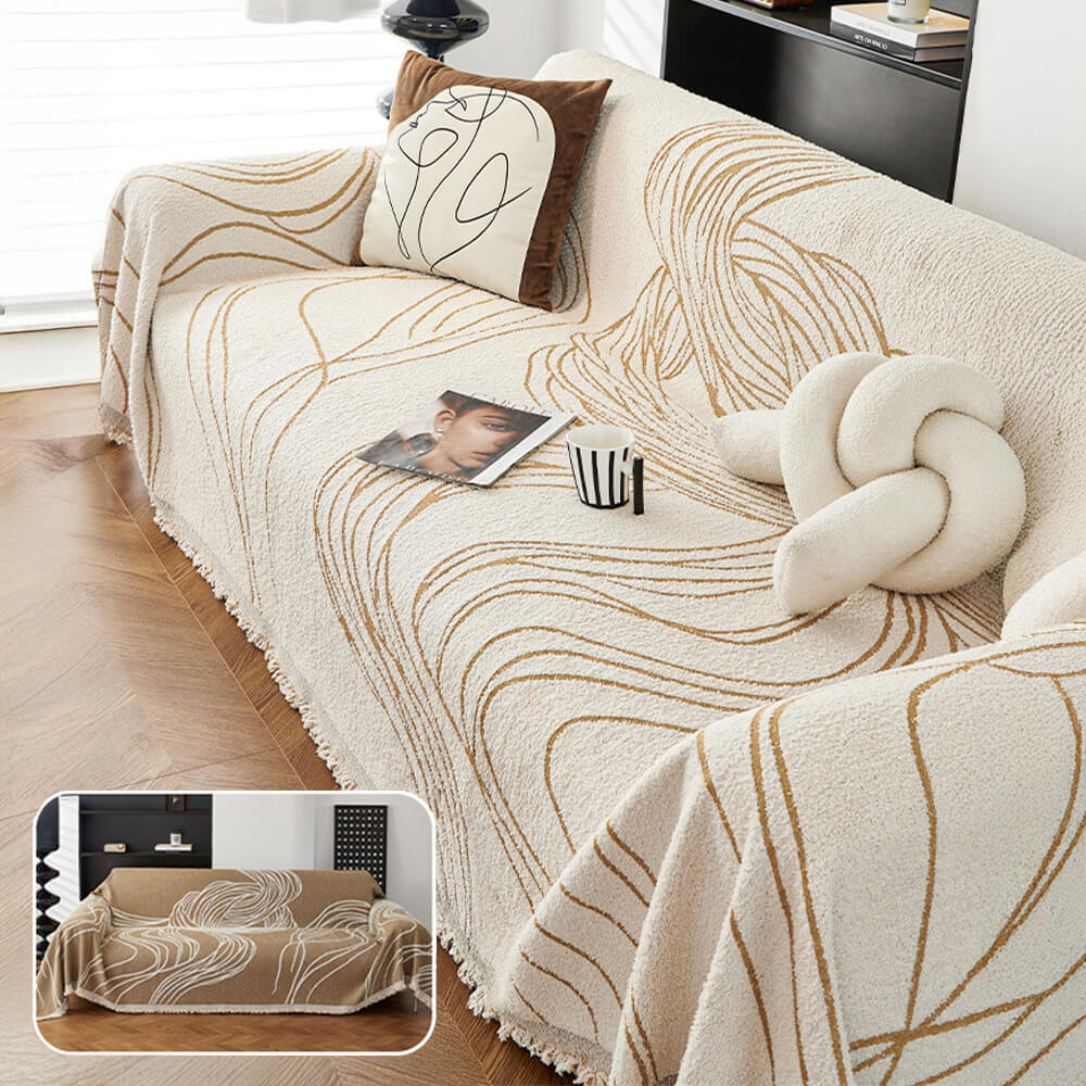 Minimalist Chenille Reversible Non-Slip Cat-Scratch Resistant Sofa Cover