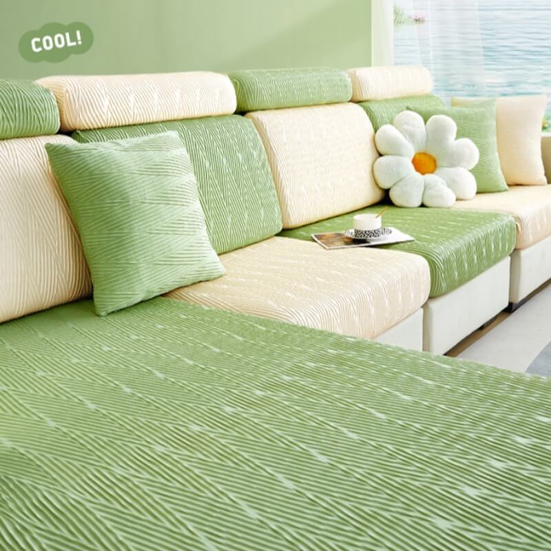 Simple modern summer non-slip ice silk sofa cover, living room decoration