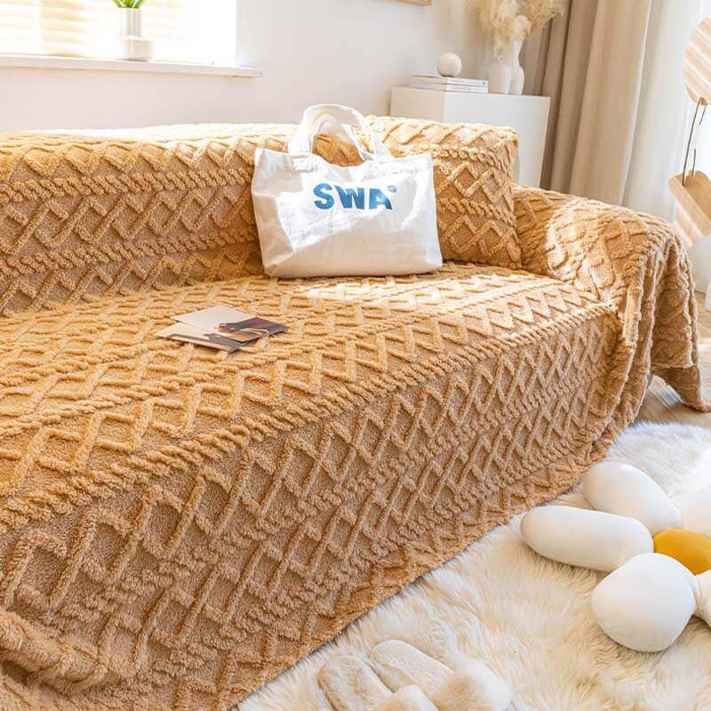 Light Luxury Anti-Cat Scratch Plush Sofa Cover, Universal Cover Cloth