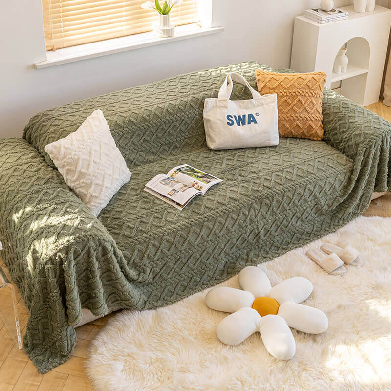 Light Luxury Anti-Cat Scratch Plush Sofa Cover, Universal Cover Cloth