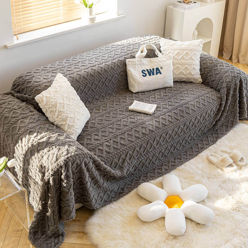Light Luxury Anti-Cat Scratch Plush Sofa Cover, Universal Cover Cloth