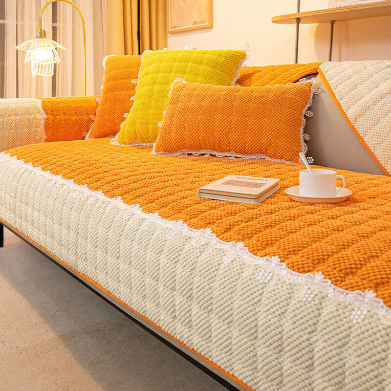Corduroy Sofa Cushion, Four-Season Universal Plush Non-Slip Cover