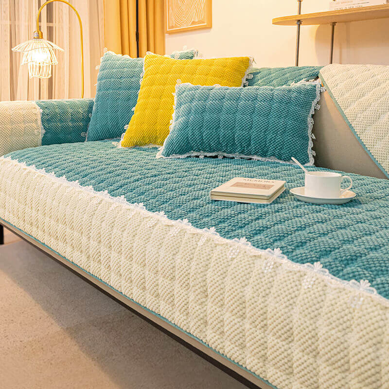 Corduroy Sofa Cushion, Four-Season Universal Plush Non-Slip Cover