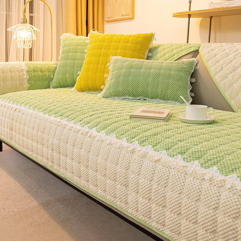 Corduroy Sofa Cushion, Four-Season Universal Plush Non-Slip Cover