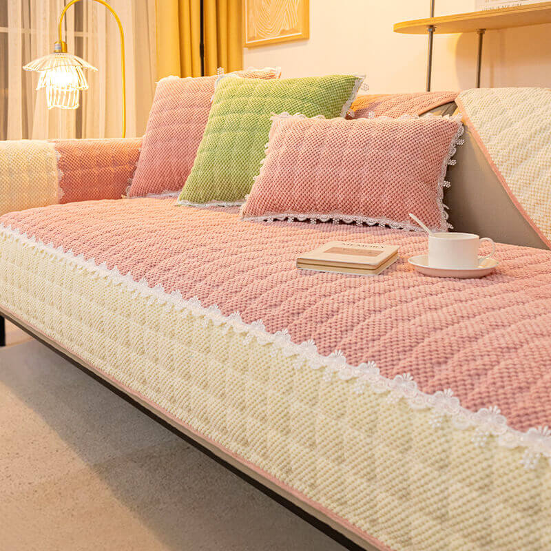 Corduroy Sofa Cushion, Four-Season Universal Plush Non-Slip Cover